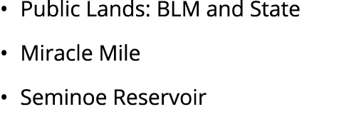 • Public Lands: BLM and State • Miracle Mile • Seminoe Reservoir